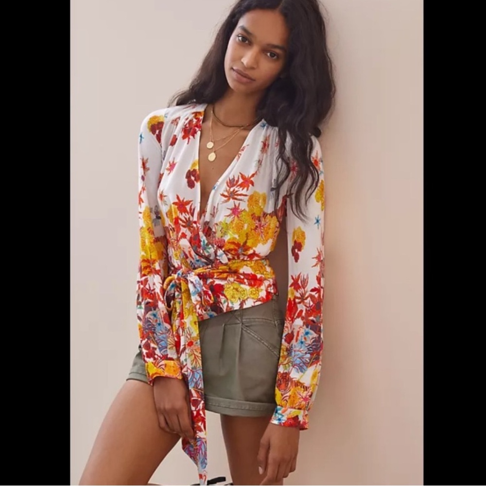 Anthropologie x Michelle Morin Tiger Wrap Blouse extra‎ small
